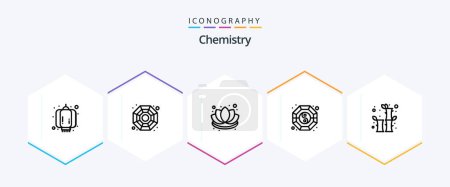Ilustración de Chemistry 25 Line icon pack including chinese. bamboo. decorations. ying. shui - Imagen libre de derechos