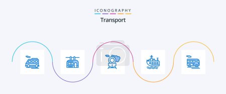 Téléchargez les illustrations : Transport Blue 5 Icon Pack Including . transport. train. coach. transport - en licence libre de droit