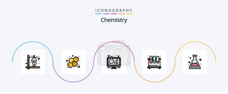 Illustration for Chemistry Line Filled Flat 5 Icon Pack Including study. tubes. flask. test. test tube - Royalty Free Image
