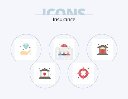 Ilustración de Insurance Flat Icon Pack 5 Icon Design. security. insurance. hand. umbrella. insurance - Imagen libre de derechos