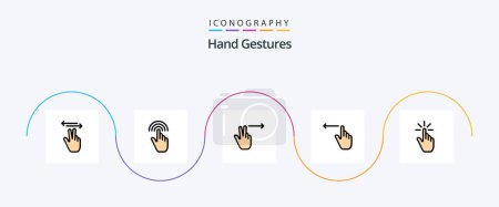 Téléchargez les illustrations : Main gestes ligne rempli plat 5 Icône pack y compris doigt. à gauche. robinet. main. doigt - en licence libre de droit
