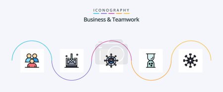 Illustration for Business And Teamwork Line Filled Flat 5 Icon Pack Including . outline. finance. - Royalty Free Image