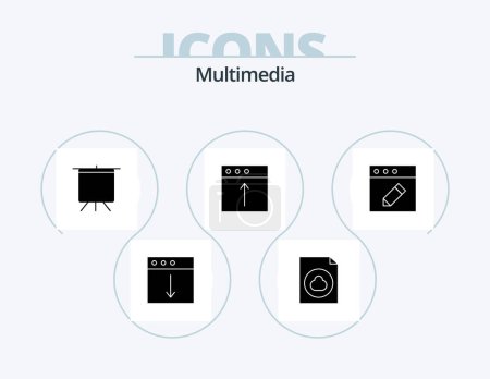 Ilustración de Multimedia Glyph Icon Pack 5 Icon Design. . edit. deck. app. mac - Imagen libre de derechos