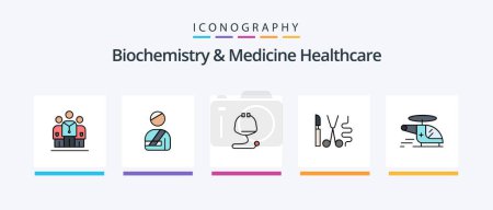 Illustration for Biochemistry And Medicine Healthcare Line Filled 5 Icon Pack Including hospital . syringe. medical . medical. blood. Creative Icons Design - Royalty Free Image