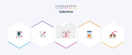 Téléchargez les illustrations : Valentine 25 Flat icon pack including love. love. archery. day. valentine - en licence libre de droit