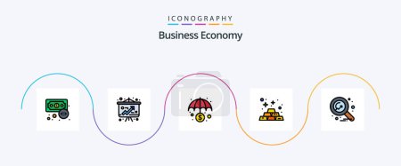 Téléchargez les illustrations : Economy Line Filled Flat 5 Icon Pack Including study. economy. economy. money. economy - en licence libre de droit