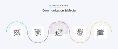 Illustration for Communication And Media Line 5 Icon Pack Including date. sound recorder. email. record. mic - Royalty Free Image