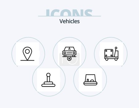 Illustration for Vehicles Line Icon Pack 5 Icon Design. steamship. ship. van. vehicles. less - Royalty Free Image