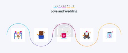 Illustration for Wedding Flat 5 Icon Pack Including heart. transport. coffee. carriage. brougham - Royalty Free Image