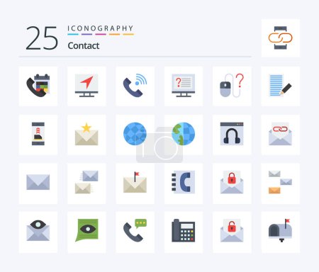 Illustration for Contact 25 Flat Color icon pack including desktop. computer. message. outgoing. contact us - Royalty Free Image