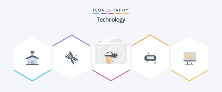 Illustration for Technology 25 Flat icon pack including technology. smart. head. google glass. device - Royalty Free Image