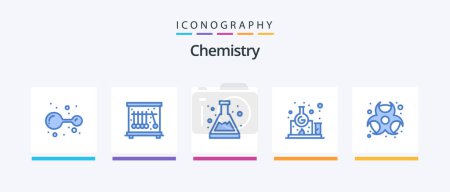 Ilustración de Química Azul 5 paquete de iconos incluyendo química. química. vaso de precipitados. Estudia. Laboratorio. Diseño de iconos creativos - Imagen libre de derechos
