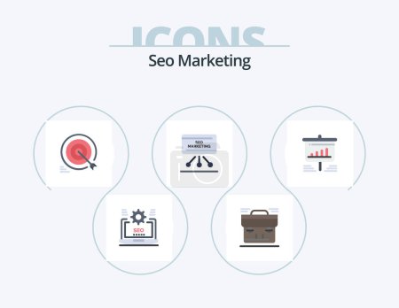 Ilustración de Seo Marketing Flat Icon Pack 5 Icon Design. presentación. seo. maletín. metas. objetivo - Imagen libre de derechos