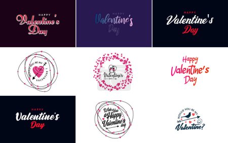 Téléchargez les illustrations : Happy Valentine's Day hand-drawn lettering vector illustration suitable for use in design of flyers. invitations. posters. brochures. and banners - en licence libre de droit