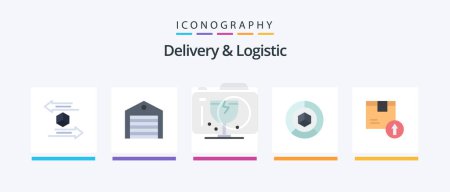 Téléchargez les illustrations : Delivery And Logistic Flat 5 Icon Pack Including graph. analysis. package. shipping. fragile. Creative Icons Design - en licence libre de droit