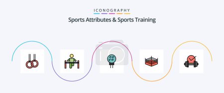 Illustration for Sports Atributes And Sports Training Line Filled Flat 5 Icon Pack Including dumb. dumbbell. golf. wrestling. boxing - Royalty Free Image