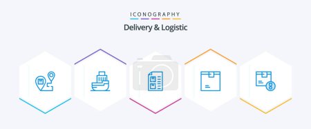 Ilustración de Delivery And Logistic 25 Blue icon pack including goods. box. shipping. paper. document - Imagen libre de derechos