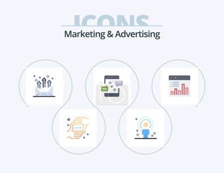 Téléchargez les illustrations : Marketing et publicité Flat Icon Pack 5 Icône Design. email. communication. personne. lettre. communication - en licence libre de droit