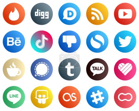 Ilustración de 20 Social Media Icons for Your Branding such as tweet. simple. tiktok and facebook icons. Editable and high resolution - Imagen libre de derechos