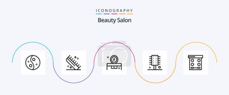 Téléchargez les illustrations : Beauty Salon Line 5 Icon Pack Including cosmetics. beauty. hairdressing. mirror table. dressing table - en licence libre de droit