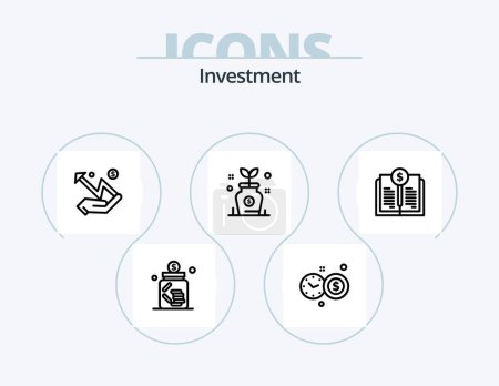 Ilustración de Investment Line Icon Pack 5 Icon Design. growth. business. budget. statistic. graph - Imagen libre de derechos