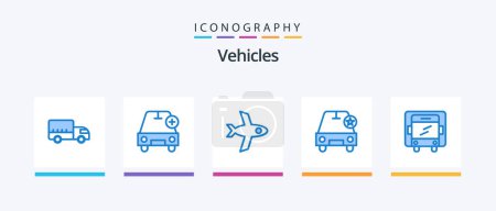 Téléchargez les illustrations : Véhicules Blue 5 Icon Pack Y compris camion. livraison. véhicules. véhicules. important. Icônes créatives Design - en licence libre de droit