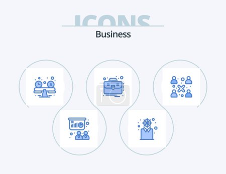 Ilustración de Business Blue Icon Pack 5 Icon Design. people. business. balance. suitcase. business - Imagen libre de derechos