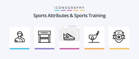 Ilustración de Sports Atributes And Sports Training Line 5 Icon Pack Including exercise. linesman. fan. judge. arbiter. Creative Icons Design - Imagen libre de derechos