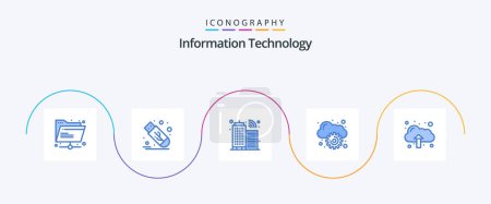 Ilustración de Paquete de iconos de tecnología de la información azul 5 incluido. datos. edificio. nube. computación - Imagen libre de derechos