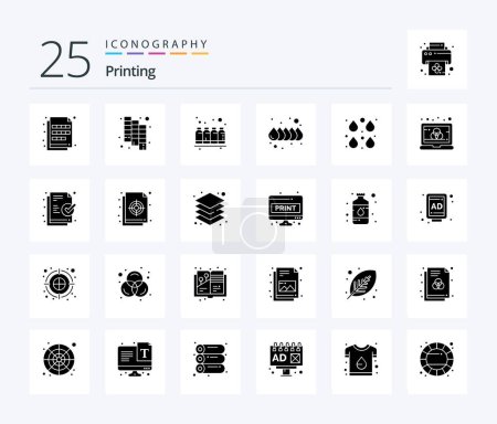 Ilustración de Printing 25 Solid Glyph icon pack including drop. water. bottle. drop. colors - Imagen libre de derechos