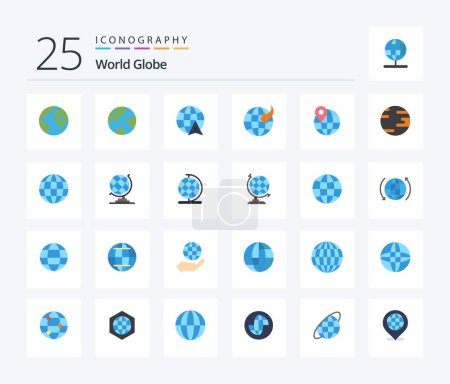 Illustration for Globe 25 Flat Color icon pack including world. global. pin. globe. earth - Royalty Free Image
