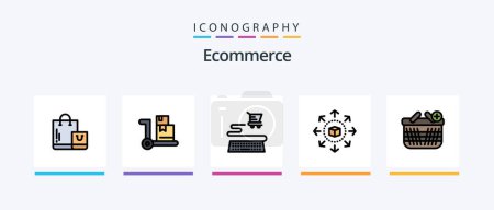 Illustration for Ecommerce Line Filled 5 Icon Pack Including store. ecommerce. hand. shopping store. eshop. Creative Icons Design - Royalty Free Image