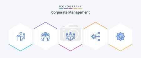 Ilustración de Corporate Management 25 Paquete de iconos azul incluyendo corporativo. compañía. Equipo. reunión. conferencia - Imagen libre de derechos