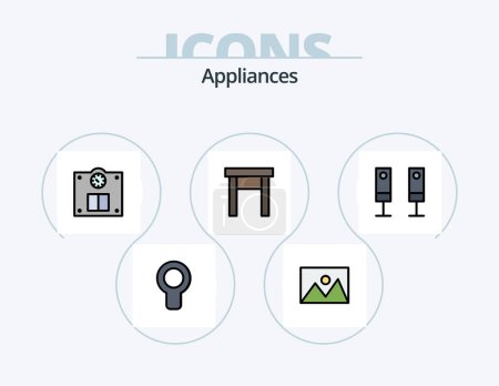 Téléchargez les illustrations : Appliances Line Filled Icon Pack 5 Icon Design. furniture. wardrobe. handkerchief. home appliances. furniture - en licence libre de droit
