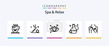 Téléchargez les illustrations : Spa And Relax Line 5 Icon Pack Including spa. massage. therapy. hot. mixture. Creative Icons Design - en licence libre de droit