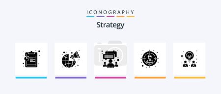 Ilustración de Strategy Glyph 5 Icon Pack Incluyendo la asociación. diseño. grupo. creativo. objetivo. Diseño de iconos creativos - Imagen libre de derechos