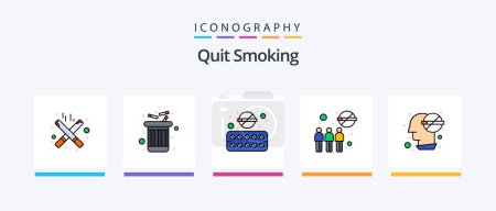 Ilustración de Quit Smoking Line Filled 5 Icon Pack Including block. team. vape. gathering. smoke. Creative Icons Design - Imagen libre de derechos