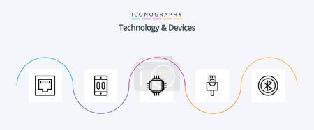 Illustration for Devices Line 5 Icon Pack Including devices. bluetooth. chip. ethernet. equipment - Royalty Free Image
