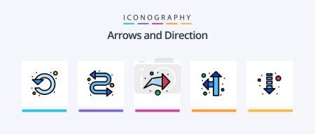Illustration for Arrow Line Filled 5 Icon Pack Including right arrow. refresh. up. right up. direction. Creative Icons Design - Royalty Free Image