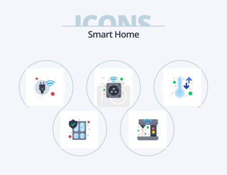 Illustration for Smart Home Flat Icon Pack 5 Icon Design. home. electricity. home. smart. power - Royalty Free Image