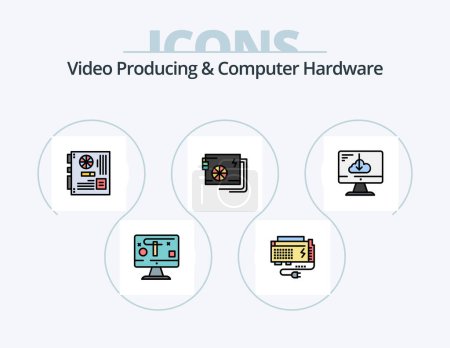 Illustration for Video Producing And Computer Hardware Line Filled Icon Pack 5 Icon Design. computer. apc. key. fan. cooler - Royalty Free Image