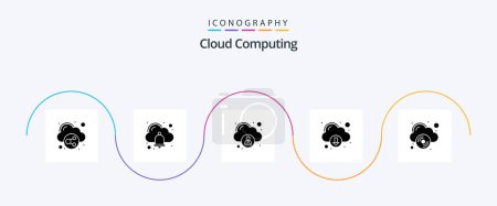 Téléchargez les illustrations : Cloud Computing Glyph 5 Icon Pack Including compact disk. access. cloud. download - en licence libre de droit