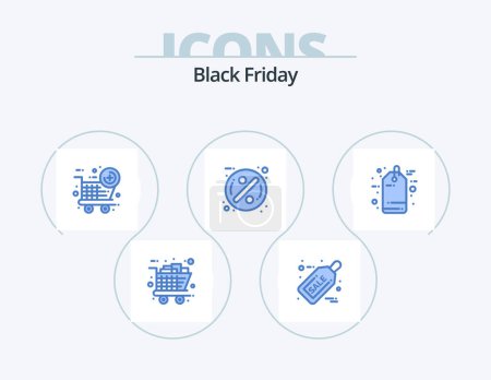 Téléchargez les illustrations : Black Friday Blue Icon Pack 5 Icon Design. discount. sale. ticket sale. discount. sale - en licence libre de droit