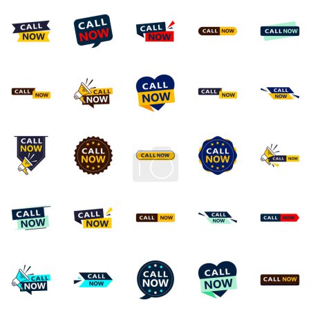 Ilustración de Call Now 25 Fresh Typographic Elements for a modern calling promotion - Imagen libre de derechos