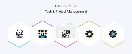 Illustration for Task And Project Management 25 FilledLine icon pack including . server. gear. internet. watch - Royalty Free Image