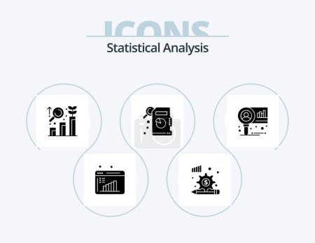Illustration for Statistical Analysis Glyph Icon Pack 5 Icon Design. research. diagram. research. chart. descriptive statistics - Royalty Free Image