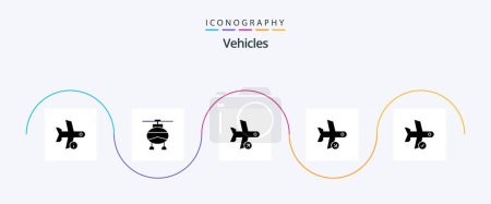 Téléchargez les illustrations : Vehicles Glyph 5 Icon Pack Including transport. landing. vehicles. flight. take - en licence libre de droit