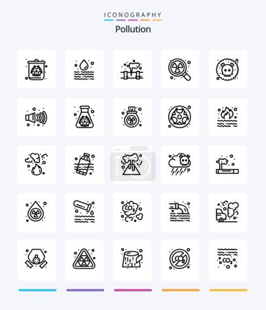 Illustration for Creative Pollution 25 OutLine icon pack  Such As poisonous. search. gas. waste. nuclear - Royalty Free Image