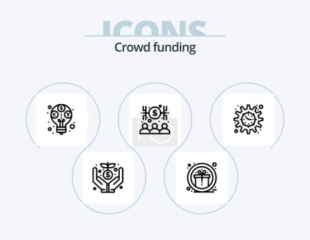 Ilustración de Crowdfunding Line Icon Pack 5 Icon Design. negocios. tareas. Hombre de negocios. proyecto. dinero - Imagen libre de derechos