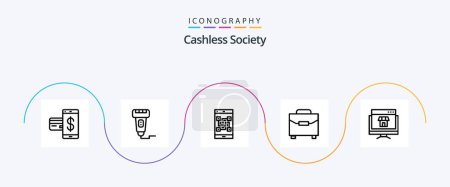 Ilustración de Cashless Society Line 5 Icon Pack Incluyendo el pago. digital. precio. escáner. qr - Imagen libre de derechos